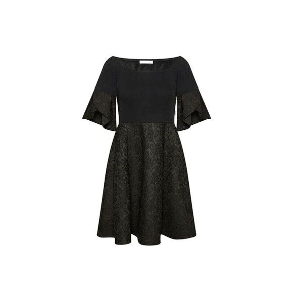 Anne Fontaine EVAELLE DRESS LACE OVER NEOPRENE Fit FLARE Boat Black 40 6… - Picture 1 of 8